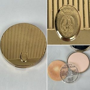 Vtg 50s COTY French Flair Powder Compact Soleil D'or make up vanity mua collect